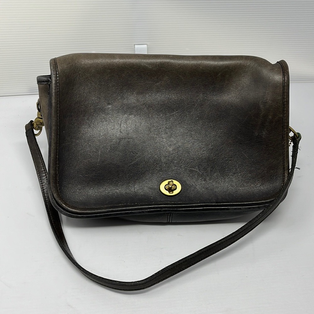 Vintage Coach Convertible Clutch Bag Black Leather Removable Strap New York 1033